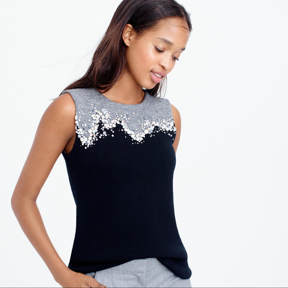 J CREW Embellished Shell Sweater Top XXS NWT $298